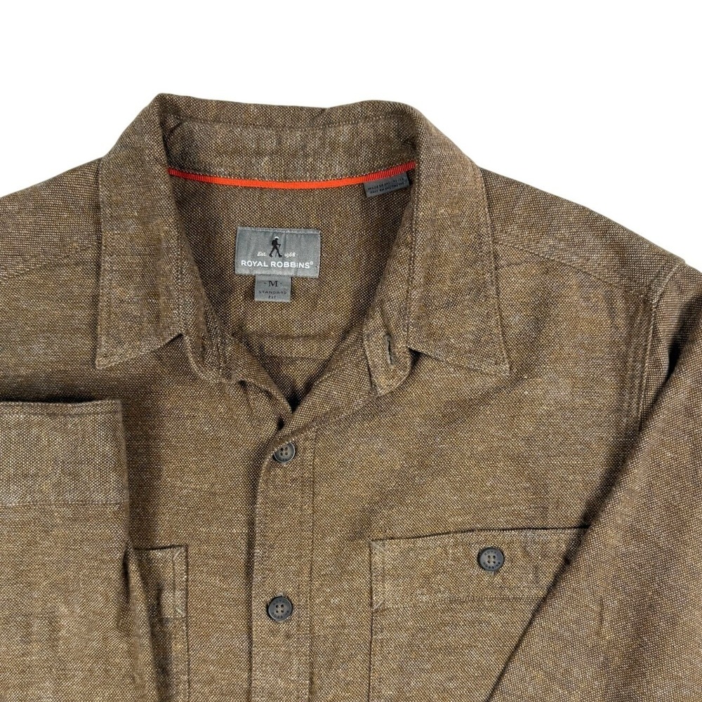 Royal Robbins Mens Brown Long Sleeve Button Up Cotton Shirt Standard Fit Medium
